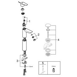 Grohe BauEdge Waschtischbatterie Einlochmontage Einhand, XL-Size, mit Temperaturbegrenz... GROHE-23761001 4005176556449 (Abb. 1)