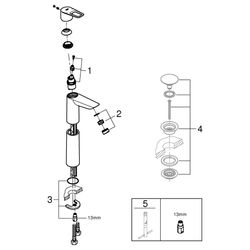 Grohe BauLoop Einhand-Waschtischbatterie, XL-Size, Temperaturbegrenzer, EcoJoy 5,7l/min... GROHE-23764001 4005176555848 (Abb. 1)