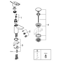 Grohe BauLoop Einhand-Waschtischbatterie, S-Size, Temperaturbegr., EcoJoy 5,7l/min, gl.... GROHE-23878001 4005176554032 (Abb. 1)