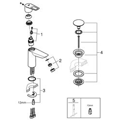 Grohe BauLoop Einhand-Waschtischbatterie, M-Size, Temperaturbegrenzer, EcoJoy 5,7l/min,... GROHE-23886001 4005176554247 (Abb. 1)