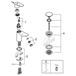 Grohe BauEdge Waschtischarmatur, 1-Loch-Montage, Einhand, mit Temperaturbegrenzer, Chro... GROHE-23895001 4005176554902 (Abb. 1)