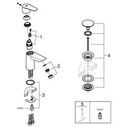Grohe BauEdge Waschtischarmatur S-Size Einlochmontage Einhand, mit Temperaturbegrenzer,... GROHE-23896001 4005176554919 (Abb. 1)