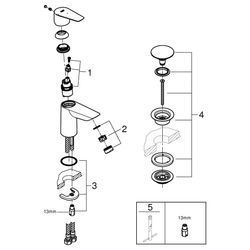 Grohe BauEdge Waschtischarmatur Einlochmontage Einhand, S-Size mit EcoMode und Push-ope... GROHE-23899001 4005176555022 (Abb. 1)