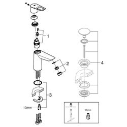Grohe BauLoop Einhand-Waschtischbatterie, M-Size, Temperaturbegrenzer, EcoJoy 5,7l/min,... GROHE-23917001 4005176555787 (Abb. 1)