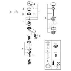 Grohe Eurosmart Cosmopolitan Einhand-Waschtischbatterie, S-Size, glatter Körper, Push-O... GROHE-23925000 4005176583353 (Abb. 1)