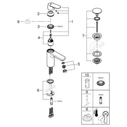 Grohe Eurosmart Cosmopolitan Einhand-Waschtischbatterie, M-Size, glatter Körper, Push-O... GROHE-23926000 4005176583360 (Abb. 1)