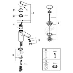 Grohe Eurosmart Cosmopolitan Einhand-Waschtischbatterie, M-Size, Energie-Sparfunktion, ... GROHE-23928000 4005176583384 (Abb. 1)
