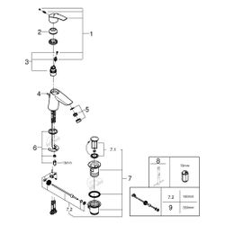Grohe Eurosmart 1-Loch-Einhand-Waschtischbatterie S-Size, geneigt Version, Chrom, 23965... GROHE-23965003 4005176611544 (Abb. 1)