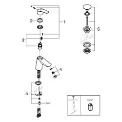 Grohe Eurosmart Einhand-Waschtischbatterie, S-Size, geneigt Version, glatter Körper Pus... GROHE-23968003 4005176611575 (Abb. 1)