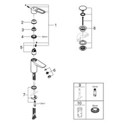 Grohe Eurosmart Einhand-Waschtischbatterie, S-Size, offener Metall-Hebelgriff, glatter ... GROHE-23980003 4005176644207 (Abb. 1)