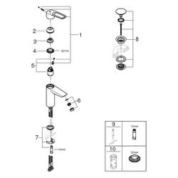 Grohe Eurosmart Einhand-Waschtischbatterie, M-Size, glatter Körper, Push-Open-Garnitur,... GROHE-23981003 4005176644214 (Abb. 1)