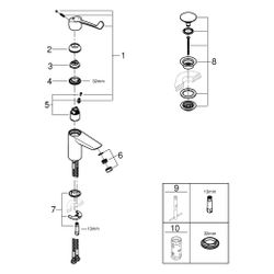Grohe Eurosmart Einhand-Waschtischbatterie, S-Size, glatter Körper, Push-Open-Garnitur,... GROHE-23982003 4005176644245 (Abb. 1)