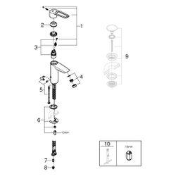 Grohe Eurosmart Einhand-Waschtischbatterie, M-Size, offener Metall-Hebelgriff, thermisc... GROHE-23987003 4005176644344 (Abb. 1)