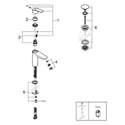 Grohe Eurosmart Einhand-Waschtischbatterie, M-Size, glatter Körper, Push-Open-Garnitur,... GROHE-23989003 4005176644368 (Abb. 1)