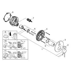 Grohe Essence Einhandbatterie Fertigmontageset, für 3-Wege-Umstellung, Chrom, 24169001... GROHE-24169001 4005176698477 (Abb. 1)