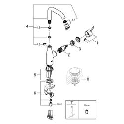Grohe Essence Einhand-Waschtischbatterie, L-Size, glatter Körper, schwenkbarer Auslauf,... GROHE-24177001 4005176698408 (Abb. 1)