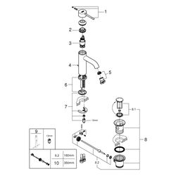 Grohe Essence Einhand-Waschtischbatterie, S-Size, Zugstangen-Garnitur, verstellbarer Mo... GROHE-24180001 4005176698446 (Abb. 1)