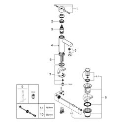 Grohe Essence Einhand-Waschtischbatterie, S-Size, Zugstangen-Garnitur, fester Auslauf, ... GROHE-24183001 4005176698491 (Abb. 1)