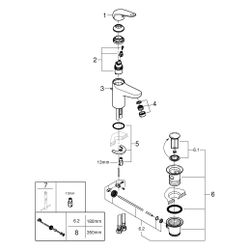 Grohe EuroPro Einhand-Waschtischbatterie, M-Size, M-Size, Zugstangen-Garnitur, Water Sa... GROHE-24265001 4005176742767 (Abb. 1)