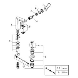 Grohe Allure Brilliant Einhand-Waschtischbatterie, L-Size, 1-Loch, mit Zugstangen-Ablau... GROHE-24344DC0 4005176759758 (Abb. 1)