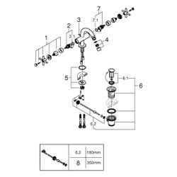Grohe Atrio Zweigriff-Bidetbatterie, 1-Loch-Montage, mit Kreuzgriffen, Zugstangen-Ablau... GROHE-24353DL0 4005176952111 (Abb. 1)