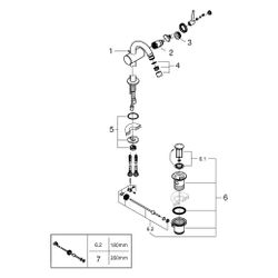 Grohe Atrio 1-Loch-Einhand-Bidetbatterie, Zugstangen-Ablaufgarnitur 1 1/4", Chrom, 2436... GROHE-24364000 4005176762222 (Abb. 1)