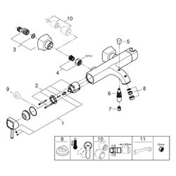 Grohe Grandera Einhand-Wannenbatterie, Wandmontage, integrierter Handbrausehalter, Chro... GROHE-24374IG0 4005176758287 (Abb. 1)
