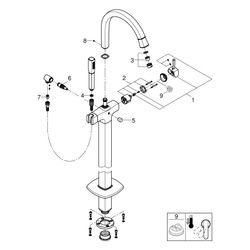 Grohe Grandera Einhand-Wannenbatterie, Bodenmontage, Fertigmontageset, mit Handbrausese... GROHE-24375000 4005176758300 (Abb. 1)