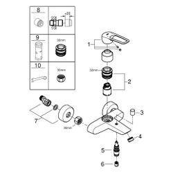 Grohe Eurosmart Einhand-Wannenbatterie, Wandmontage, offener Metall-Hebelgriff, Tempera... GROHE-25241003 4005176644221 (Abb. 1)