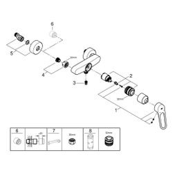 Grohe Einhand-Brausebatterie Eurosmart, Wandmontage, offener Metallhebel, Temperaturbeg... GROHE-25242003 4005176644238 (Abb. 1)