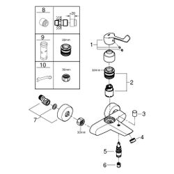 Grohe Eurosmart Einhand-Wannenbatterie, Wandmontage, langer Metallhebel, Temperaturbegr... GROHE-25243003 4005176644320 (Abb. 1)