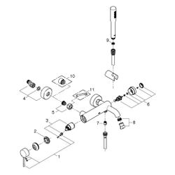 Grohe Essence Einhand-Wannenbatterie, mit Brausegarnitur, Chrom, 25249001... GROHE-25249001 4005176698262 (Abb. 1)