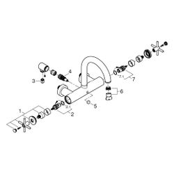 Grohe Atrio Wannenbatterie, Wandmontage, mit Kreuzgriffen, eigensicher, Satin Graphite,... GROHE-25268MG0 4005176945038 (Abb. 1)