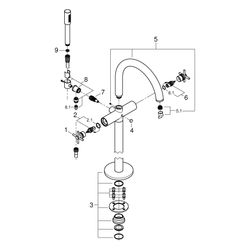 Grohe Atrio Wannenbatterie, Bodenmontage, FMS für 45 984, eigensicher, mit Kreuzgriffen... GROHE-25272MS0 4005176945823 (Abb. 1)