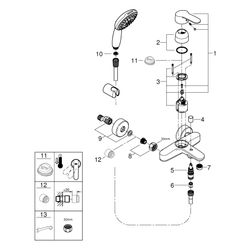 Grohe Eurostyle Cosmopolitan Einhand-Wannenbatterie, Wandmont., mit Tempesta 110 Wandha... GROHE-25275002 4005176766510 (Abb. 1)