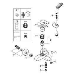 Grohe Eurostyle Cosmopolitan Einhand-Wannenbatterie, Wandmontage, mit Tempesta 110 Wand... GROHE-25276003 4005176766527 (Abb. 1)