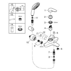 Grohe Eurostyle Einhand-Wannenbatt., geschlossener Metall-Hebelgriff, mit Tempesta 110 ... GROHE-25286003 4005176766794 (Abb. 1)