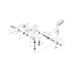 Grohe Tempesta Costa Zweigriff-Wannenbatterie mit Wandhalterset, Chrom, 2546010A... GROHE-2546010A 4005176456541 (Abb. 1)