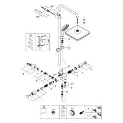Grohe Tempesta Duschsystem 250 Cube Wannen-Thermostat Kopfbrause Tempesta 250 Cube, Chr... GROHE-26691001 4005176766206 (Abb. 1)