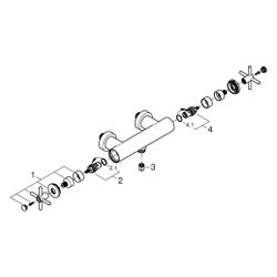 Grohe Atrio Brausebatterie, Wandmontage, Zweigriff, mit Kreuzgriffen, Satin Graphite, 2... GROHE-26895MG0 4005176945052 (Abb. 1)