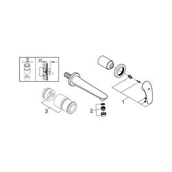 Grohe Eurostyle 2-Loch-Waschtischbatterie Wandmontage Einhand, 203mm Ausladung, geschlo... GROHE-29097003 4005176365133 (Abb. 1)