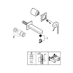 Grohe Plus 2-Loch-Waschtischbatterie 29303_3, Wandmontage, Fertigmontageset, 147mm Ausl... GROHE-29303DC3 4005176574108 (Abb. 1)