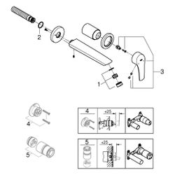 Grohe Eurosmart 2-Loch-Waschtischbatterie, Wandmontage, Fertigmontageset, Einhand-Metal... GROHE-29338003 4005176613449 (Abb. 1)