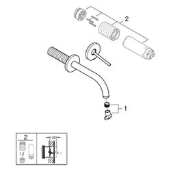 Grohe Atrio 2-Loch-Waschtischbatterie, Wandmontage, Fertigmontageset, Ausladung 185mm, ... GROHE-29410MG0 4005176947070 (Abb. 1)
