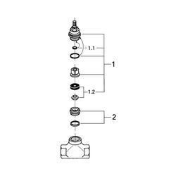 Grohe Unterputzventil, DN 20, vormontiertes Oberteil 3/4", kurze Spindel, Gewindeanschl... GROHE-29802000 4005176504853 (Abb. 1)