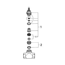 Grohe Unterputzventil, DN 25, vormontiertes Oberteil 1", kurze Spindel, Gewindeanschlus... GROHE-29805000 4005176504884 (Abb. 1)