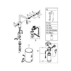 Grohe Red Duo Küchenarmatur, 1-Loch-Montage, Boiler M-Size, L-Auslauf, Supersteel, 3032... GROHE-30327DC1 4005176414091 (Abb. 1)