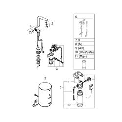 Grohe Red Mono, Armatur und Boiler, Größe M, L-Auslauf, 1-Loch-Montage, Supersteel, 303... GROHE-30339DC1 4005176480102 (Abb. 1)