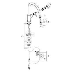 Grohe BauEdge Spültischbatterie Einlochmontage Einhand, herausziehbarer Auslauf, Chrom,... GROHE-30536000 4005176741081 (Abb. 1)