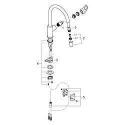 Grohe BauLoop 1-Loch-Einhand-Spültischbatterie, hoher Auslauf, ausziehbare Laminarbraus... GROHE-30543000 4005176741159 (Abb. 1)